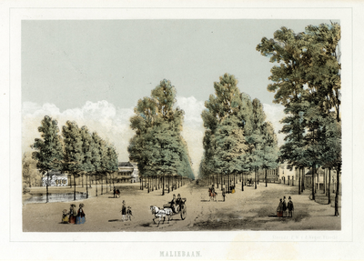 35553 Gezicht in de Maliebaan te Utrecht uit het zuidwesten, met links de stadsbuitengracht en het Maliehuis (met ...